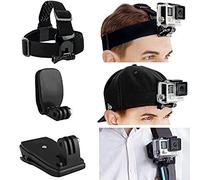 CAMKIX Montaje Paquete para Cabeza y Mochila Compatible con Todos los Modelos GoPro Hero/dji Osmo Action - Correa de Montaje de Cabeza, Sombrero Pinza Rapida de Montaje - Mochila Pinza de Montaje