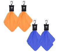 Camkix Reinigungstuch mit offenem Bodenbeutel und Karabinerhaken - 4er Pack - Herausziehbares Mikrofasertuch (7,9" x 7,9") - Für empfindliche Oberflächen und empfindliche Optik - Brille, Kameralinsen