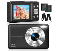 CAMKORY Camara de Fotos Digital FHD 1080P 44MP Zoom Digital 16x Camara Digital Camara Fotos Digital Compacta Selfie Camara Fotografica 2 Baterías Niños Principiante Niño Niña Negro