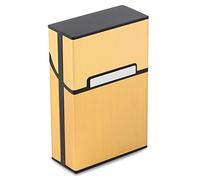 CamKpell Cigarrillos portátiles Estuche de Cigarrillos de Aluminio Delgado Cigarro Tabaco Titular de la Caja Contenedor de Almacenamiento Accesorios para Fumar - Lujo Dorado