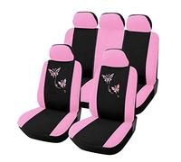 CamKpell Estilo de Moda de Mariposa Delantero Trasero Fundas de Asiento de Coche universales Coches de vehículo de automóviles, Lindos y Rosados Fundas de Asiento