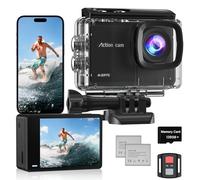 Camlance Cámara Deportiva 4K 60FPS,8X Zoom Videocámara de Casco WiFi con EIS Antivibración,48MP Subacuática Buceo 40M con Tarjeta 128GB,Control Remoto, 2 * 1350mAh Baterías, Accesorios