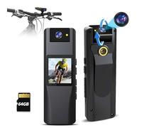 CAMMHD Cámara corporal A2-64 GB 1440P con audio y vídeo, cámara corporal con lente giratoria de 180°, cámara corporal de 7 horas de grabación de vídeo, cámara corporal de policía para grabación de