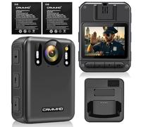 CAMMHD W8-64GB 4K - Cámara corporal antivibración, 2 baterías 4000 mAh con 10 horas de grabación de vídeo, cifrado de datos, visión nocturna ultra HD, cámara corporal con estación de carga para