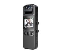 Camnoon Cámara Corporal 4K con grabación de Audio y Video, minicámara portátil, Lente giratoria Alarma de una tecla con Clip Trasero, Correa para el Cuello, minitrípode para aplicación de la Ley,