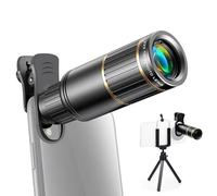 Camnoon Kit de Lente telefoto para teléfono 22X con Soporte para teléfono, Clip para Lente, Tapa Ocular, paño de Limpieza, minitrípode para Senderismo, Acampada, observación de la Vida Silvestre,