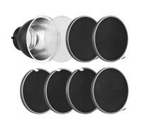 Camnoon Kit de Reflector estándar de 7 Pulgadas + 6 Rejillas de Panal para fotografía + 1 Placa difusora con Rejilla de Pantalla de lámpara de Panal de 10°/20°/30°/40°/50°/60° para Accesorio