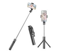 Camnoon Trípode Extensible para Selfies con Clip para teléfono, Longitud máxima de 67,2 cm/26,5 Pulgadas, Obturador Remoto y Clip Desmontable para teléfono, trípode para Vlogs, Selfies