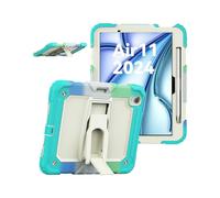 (Camo Baby Blue, Multicolor) For iPad Air 11 (2025) (2024) Case PC+Silicone Kickstand Pen Slot Tablet Cover with Shoulder Strap -