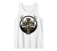 Camo Cross Christian Hunting Fisherman Outdoor Fishing Camiseta sin Mangas