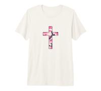 Camo Cross Pink Camuflaje Contorno Negro Camiseta Premium