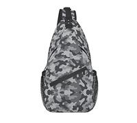 Camo Grey Camuflaje Imprimir Sling Mochila Crossbody Chest Bag Daypack para Senderismo Viajes