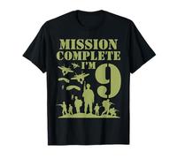 Camo Nine Birthday Boy, militar, novena fiesta, niños de 9 años Camiseta
