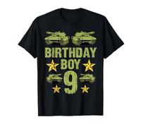 Camo Nine Birthday Boy, militar, novena fiesta, niños de 9 años Camiseta