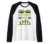 Camo Nine Birthday Boy, militar, novena fiesta, niños de 9 años Camiseta Manga Raglan