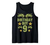 Camo Nine Birthday Boy, militar, novena fiesta, niños de 9 años Camiseta sin Mangas