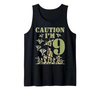 Camo Nine Birthday Boy, militar, novena fiesta, niños de 9 años Camiseta sin Mangas