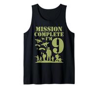 Camo Nine Birthday Boy, militar, novena fiesta, niños de 9 años Camiseta sin Mangas