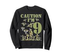 Camo Nine Birthday Boy, militar, novena fiesta, niños de 9 años Sudadera