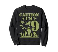 Camo Nine Birthday Boy, militar, novena fiesta, niños de 9 años Sudadera