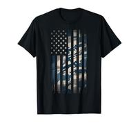 Camo Ocean American Flag Patriotic USA Military Camouflage Camiseta
