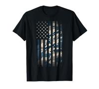 Camo Ocean American Flag Patriotic USA Military Camouflage Camiseta