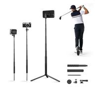 CAMOLOGEEK - Monopod y trípode selfie Stick para grabar swing de golf, ayuda de entrenamiento con estaca de tierra y adaptador para GoPro y tornillo de 1/4 pulgadas, soporte magnético para teléfono de