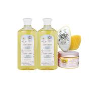 Camomila Intea - Pack Infantil Rubio - 2 Champús + Mascarilla + Cepillo | Pack infantil con dos champús aclarantes, mascarilla reparadora de reflejos dorados y cepillo antienredos Camomila Intea.