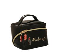 Camomilla Bolso de Maquillaje Mujer, Piel Sintética, Colección Make Up, Talla S, Color Negro