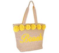 Camomilla Bolso Tote de Playa Mujer, Fibras Naturales, Colección Pompon, Talla M, Color Amarillo