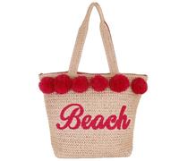Camomilla Bolso Tote de Playa Mujer, Fibras Naturales, Colección Pompon, Talla M, Color Fucsia