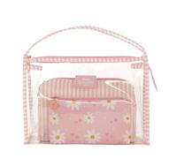 Camomilla Juego 3 Bolsos de Maquillaje Mujer, PVC, Colección Daisy Love, Color Rosa
