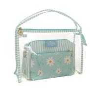 Camomilla Juego 3 Bolsos de Maquillaje Mujer, PVC, Colección Daisy Love, Color Verde