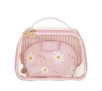 Camomilla Juego 3 Bolsos de Maquillaje Mujer, PVC, Colección Daisy Love, Talla S, Color Rosa