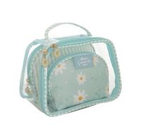 Camomilla Juego 3 Bolsos de Maquillaje Mujer, PVC, Colección Daisy Love, Talla S, Color Verde