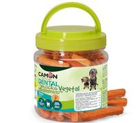 CAMON Dental Snacks Vegetal - Zanahorias crujientes - Snack Vegetal para Perros Adultos con un 94% de Zanahoria - Premietti 4 cm - Fórmula sin Gluten - 150 g