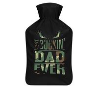 Camouflage Best Buckin' Dad Ever Deer - Botella de agua de goma con cubierta de felpa suave, bolsa de agua caliente para invierno, manos y pies, protección contra el frío, 1000 ml