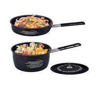 Camp Cook Set-Herramientas de cocina antiadherentes apilables para mochileros | Diseño de liviano, manijas desmontables, utensilios de viaje de picnic para la caza de playa Trek Grill Trip d