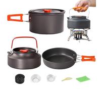 Camp Cooking Set - Portable Food Grade Water Kettle | Aluminum Alloy Pots and Pans | For Home Kitchen Outdoor Hiking Fishing Survival Picnic Travel RV Road Trip Backpacking Cookware Canteen Task