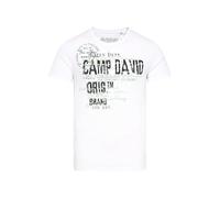 Camp David Camiseta de cuello redondo para hombre con detalles desgastados y estampados en blanco óptico, XL