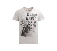 Camp David Camiseta para hombre con cuello en V en aspecto desgastado con impresión fotográfica, gris, XXL