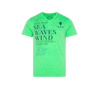 Camp David Camiseta para hombre con cuello en V y estampado de palabras, verde eléctrico, XL