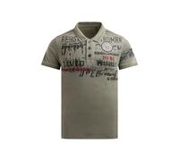 Camp David Polo de manga corta para hombre con cintas y logotipo, Color caqui vintage., L