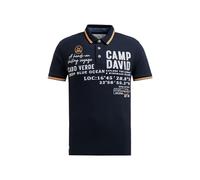 Camp David Polo de piqué para hombre con aplicaciones de etiqueta, Azul marino., XXL