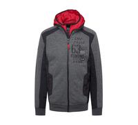 CAMP DAVID Sudadera con cremallera 'Shipyard' gris basalto / gris moteado / rojo S EUR