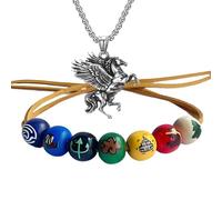 Camp H. Blood - Pulsera de cuentas de madera de mitología griega, collar Percy para cosplay, accesorio de joyería de anime, 2 unidades, talla única, Madera, No es una piedra preciosa