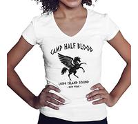 Camp Half-Blood Percy Jackson Inspired PJO Heroes of Olympus Camisa Blanca de Cuello en V para Mujer Size M