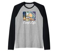 Camp Life Outdoor Adventure Design Tess Bag Mugs and More Camiseta Manga Raglan