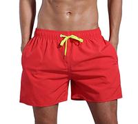 Camp Mens Bañadores Talla Casual Plus Color Beach Dinosaurio Pantalones Sólidos para Hombres Deportes de Verano Pantalones de Hombre Bañador Decolorador, rojo, M