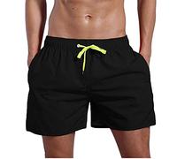 Camp Mens Bañadores Talla Casual Plus Color Beach Dinosaurio Pantalones Sólidos para Hombres Deportes de Verano Pantalones de Hombre Bañador Decolorador, Negro , S